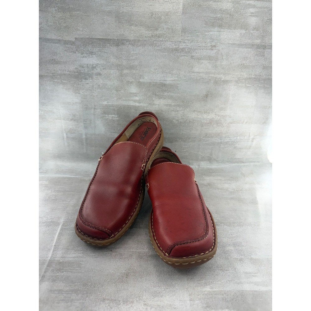 Born Red Leather Loafers Women Sz 9 B0042 E3 Hand Stitched Slip On Driver Shoes